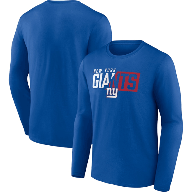 Men's New York Giants Blue One Two Long Sleeve T-Shirt